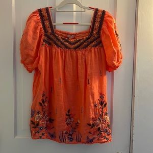 Johnny Was Aimee Puffed Sleeve Peasant Top